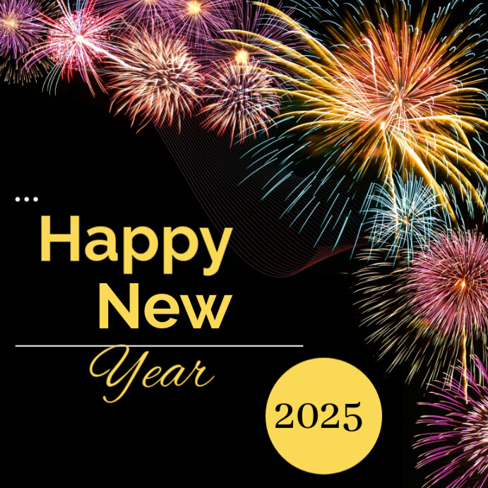 Black Joyful Happy New Year Instagram Post Template | PosterMyWall