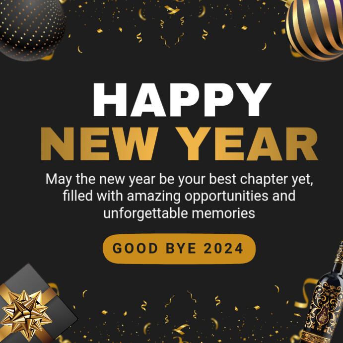 Copy of Black Joyful Happy New Year Instagram Post | PosterMyWall