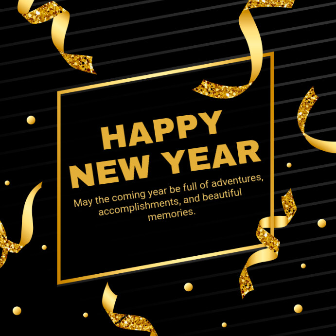 Black Joyful Happy New Year Instagram Post Template | PosterMyWall