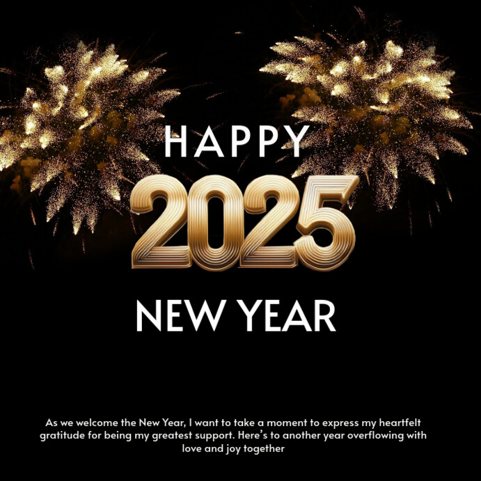 Copy of Black Joyful Happy New Year Instagram Post Fire Works ...