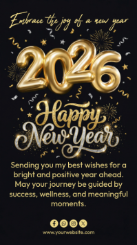 Black Joyful Happy New Year Instagram Story template