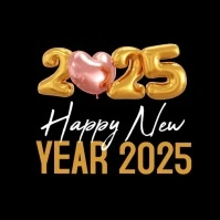 Black Joyful Happy New Year Logo 2025 Logo template