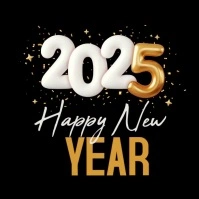Black Joyful Happy New Year Logo Logo template