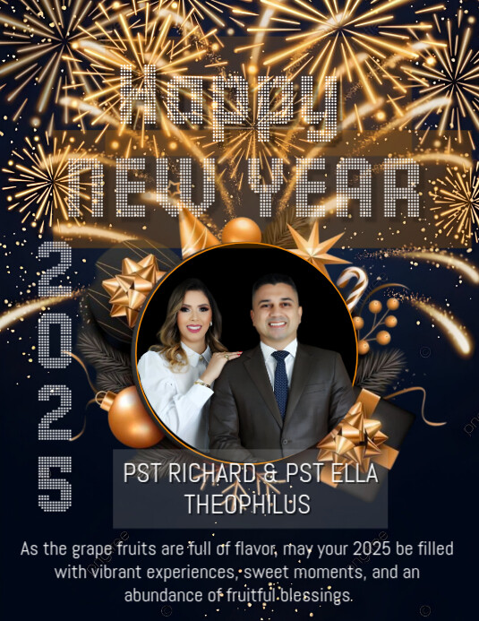 Black Joyful Happy New Year Post Flyer (us Letter) Template | PosterMyWall