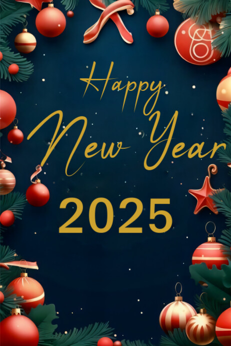 Black Joyful Happy New Year Poster Template | PosterMyWall