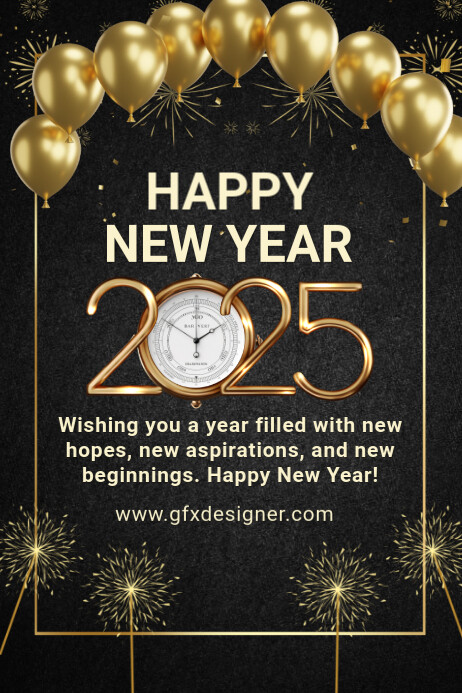 Copy of Black Joyful Happy New Year Poster | PosterMyWall