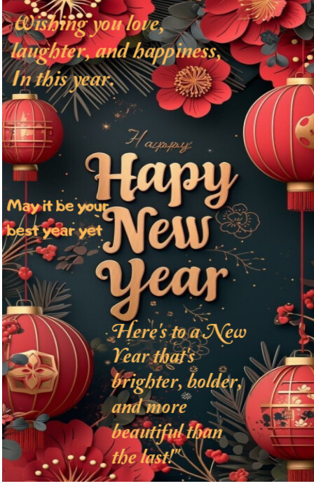 Black Joyful Happy New Year Quotes Tabloid Template | PosterMyWall