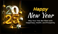 Black Joyful Happy New Year Tag Etykietka doczepna template