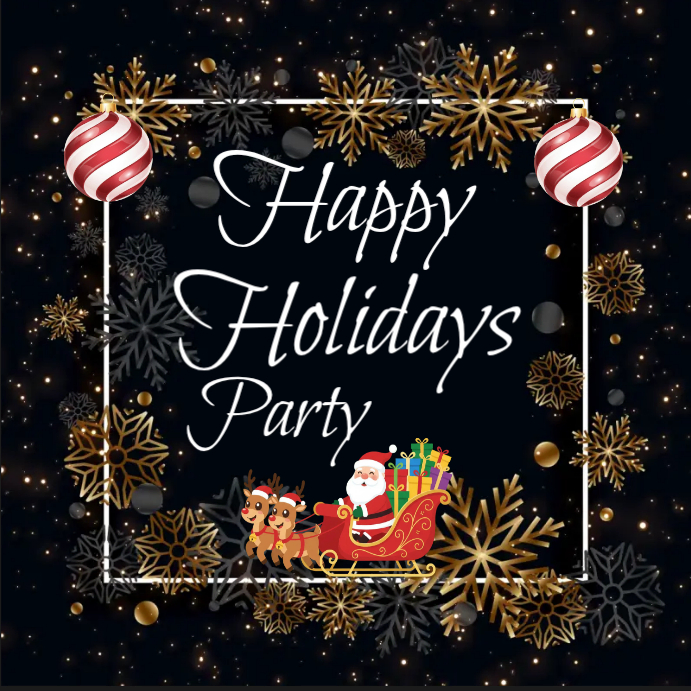 Black Joyful Holiday Party , Christmas Instagram Post Template ...