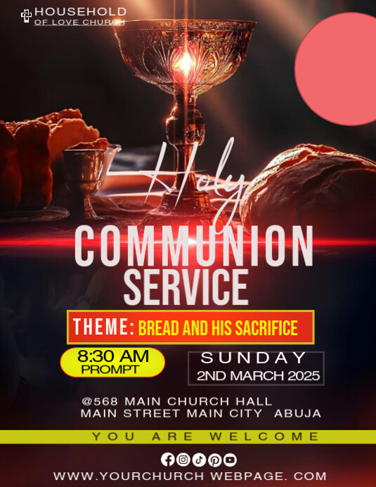 Black Joyful Holy Communion Sunday Service Flyer (us Letter) Template ...