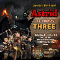 Black Joyful How To Train Your Dragon Birthday Instagram Post template
