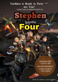 Black Joyful How To Train Your Dragon Birthday A4 template
