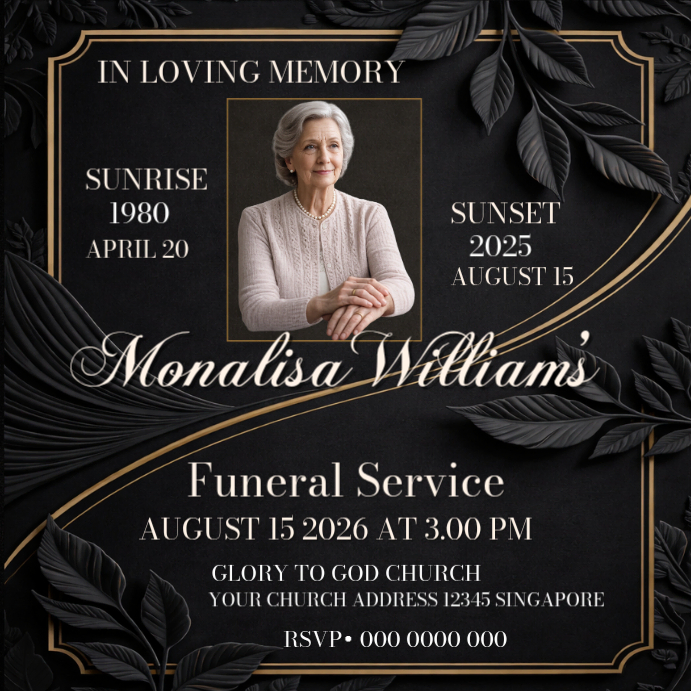 Copy of Black Joyful In Loving Memory Instagram Post | PosterMyWall