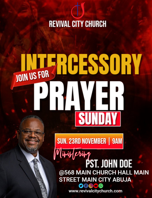 Black Joyful Intercessory Prayer Service Flyer (us Letter) Template ...