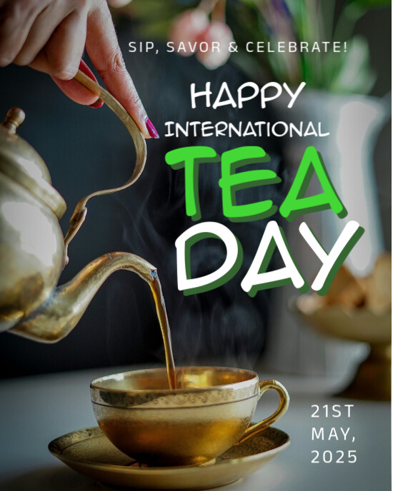 Black Joyful International Tea Day  Instagram Portrait template