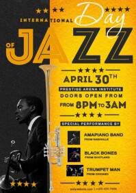 Noir Black Joyful Jazz Day A4 A4 Template