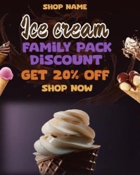 Black Joyful Jce Cream Family Pack Discount Instagram Portrait template