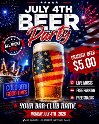 Black July 4th Beer Party Instagram Portrait Template