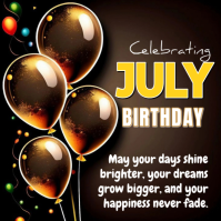 Black Joyful July Birthday Celebration Logo Logotyp template