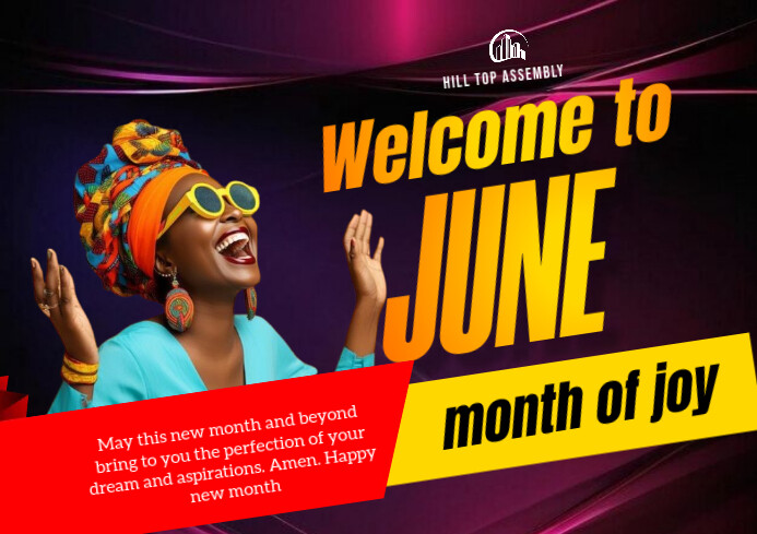 Black Joyful June New Month  A1 template