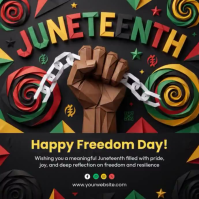 Black Joyful Juneteenth Celebration Square Video template