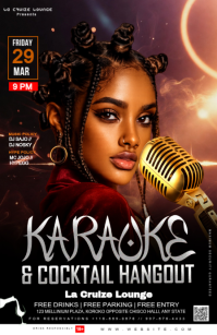 Black Karaoke and Cocktail Hangout Mezza pagina Wide Template