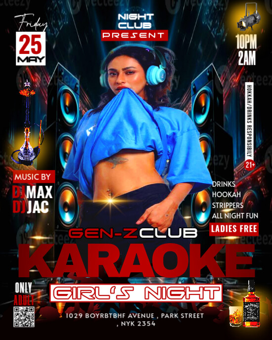 Black Joyful Karaoke Girls Night Instagram Portrait template