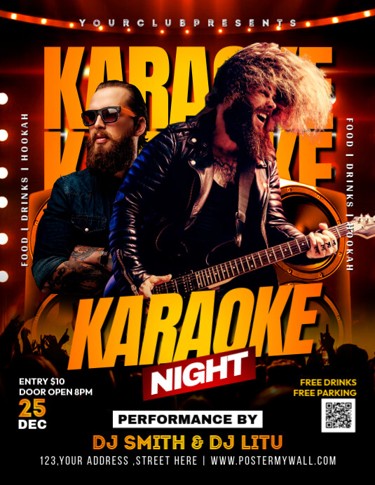Black Joyful Karaoke Music Night Party Flyer (us Letter) template