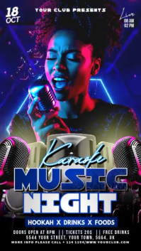 Black Joyful Karaoke Music Night Party Video Flyer Instagram Story template