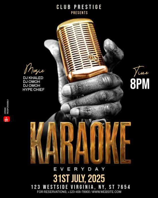 Black Joyful Karaoke Night  Instagram Portrait template