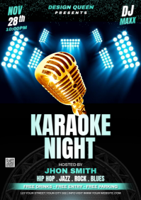 Black Joyful Karaoke Night Party A4 template