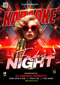 Black Joyful Karaoke Night Party Flyer A6 template