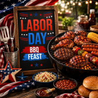 Black Labor Day BBQ Feast Instagram Post Template