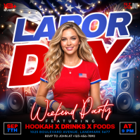 Black Labor Day Weekend Party โพสต์บน Instagram Template
