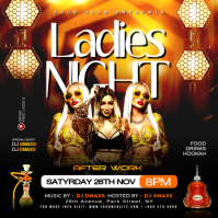 Black Joyful Ladies Night Club Party Instagram Post Wpis na Instagrama template