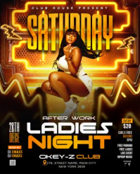 Black Joyful Ladies Night Club Party Instagram Portrait template