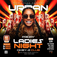 Black Joyful Ladies Night Club Party Square (1:1) template