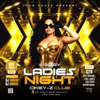 Black Joyful Ladies Night Club Party  Square (1:1) template