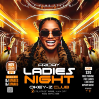 Black Joyful  Ladies Night Club Party Square (1:1) template