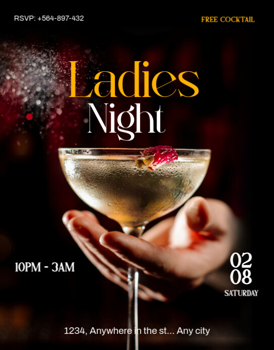 Black Joyful Ladies Night Poster/wallboard Плакат/настенная панель template