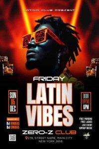 Black Joyful Latin Night Party Flyer Poster template