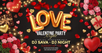 Black Joyful Love Valentine Party Night Facebook Shared Image delt Facebook-billede template