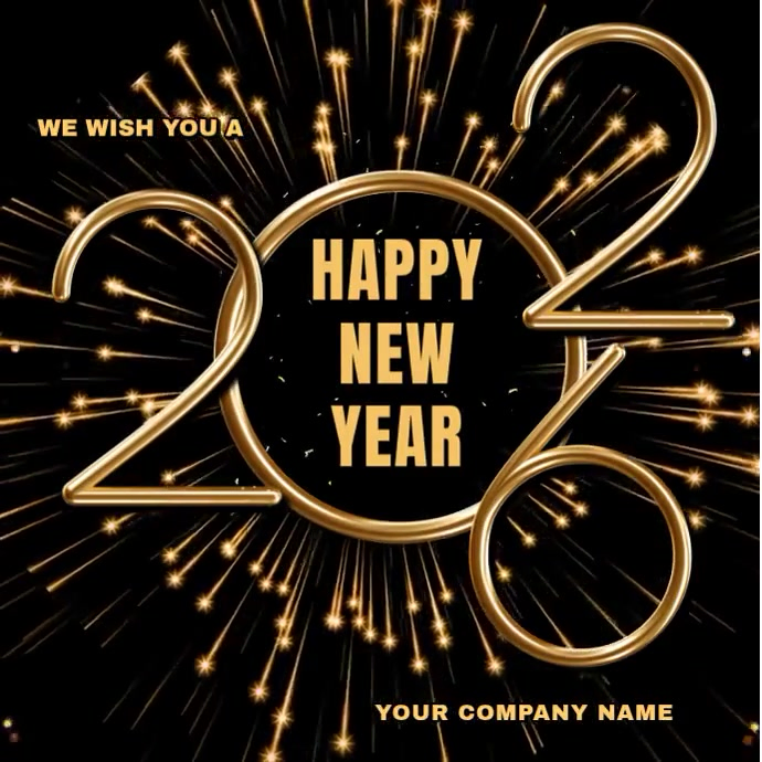 Plantilla de Black Joyful Luxury Golden 2026 Happy New Year Video ...