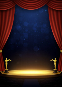 Black Joyful Luxury Stage Background For Grand Opening  A6 template