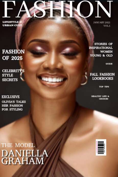 Black Joyful Magazine Cover Model Poster Template | PosterMyWall