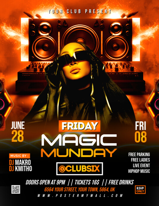 Black Joyful  Magic Monday Party Flyer Flyer (us Letter) Pamflet (VSA Brief) template