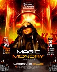 Black Joyful Magic Monday Party Instagram Portrait template