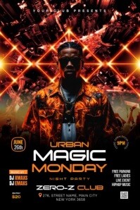 Black Joyful  Magic Monday Party  Poster Plakkaat template