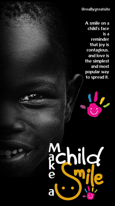 Black Joyful Make A Child Smile Design  Instagram Story template