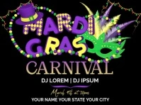 Black Joyful Mardi Gras , Carnival Video Yard Sign Gartenschild template